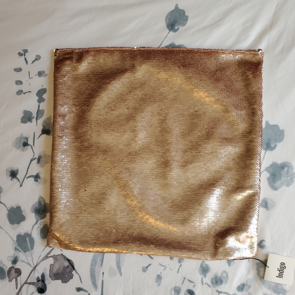 Two Indigo Accent Pillow Covers Rose Gold Sequins - Picture 8 of 8